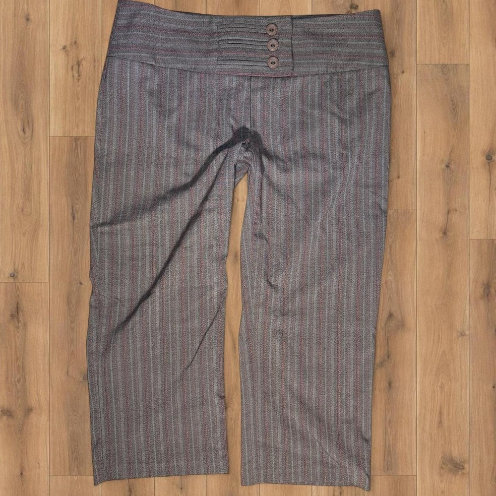 Capri Pants Candie's Brown Gray Pinstripe Trousers Size 9